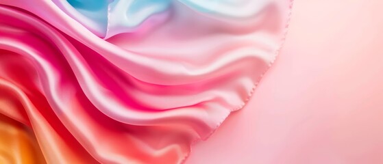 Obraz premium pink, blue, yellow, and white hues; bottom edge exhibits undulating wave pattern