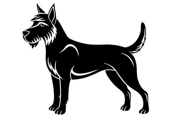 Black and White Dog Illustration Vector, Cartoon, Clipart, Line Art, Elegant black and white dog illustration in vector, cartoon, clipart, and line art styles.