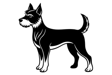 Black and White Dog Illustration Vector, Cartoon, Clipart, Line Art, Elegant black and white dog illustration in vector, cartoon, clipart, and line art styles.