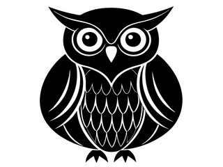 Black and White Owl Illustration Vector Owl Cartoons, Clipart, and Line Art Design,  Detailed black and white owl vector illustration, ideal for clipart, cartoons, and line art designs.