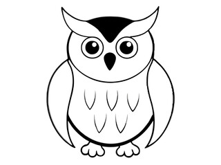 Black and White Owl Illustration Vector Owl Cartoons, Clipart, and Line Art Design,  Detailed black and white owl vector illustration, ideal for clipart, cartoons, and line art designs.