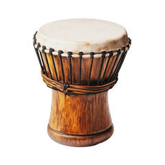 PNG Traditional hand drum made of wood and animal skin, showcasing intricate craftsmanship and natural materials