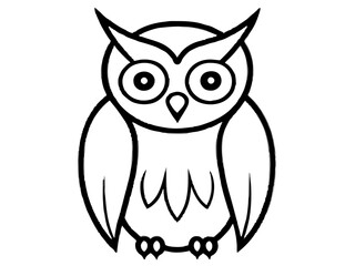 Black and White Owl Illustration Vector Owl Cartoons, Clipart, and Line Art Design,  Detailed black and white owl vector illustration, ideal for clipart, cartoons, and line art designs.