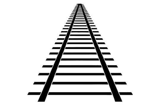 recommend clip art: Parallel Train Tracks Vector Illustration on White Background Clipart And Line Art Design, Vector of parallel train tracks on white background, ideal for clipart, line art, and design use
                    