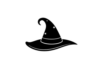 Witches Hat Small Tattoo Silhouette Vector Illustration, Clipart, and Line Art Design, Witches hat silhouette perfect for small tattoo designs, vector illustrations, and clipart.