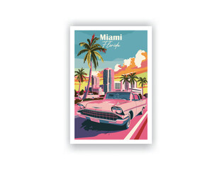 Miami - Vintage travel poster. Vector illustration. High quality prints