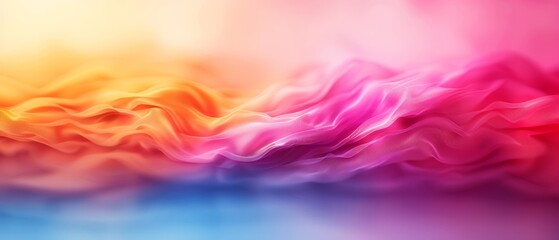 Fototapeta premium A crystal-clear image showcases a vibrant backdrop featuring blue, yellow, pink, orange, and red hues