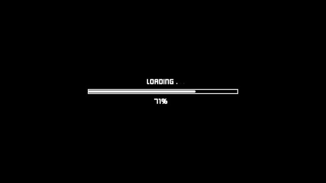  Loading white color animation. rectangle frame download progress, Upload, download on black background.