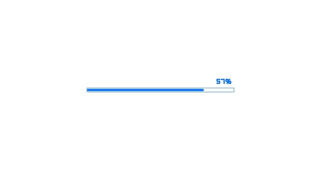  Loading blue color animation. rectangle frame download progress, Upload, download on white background.