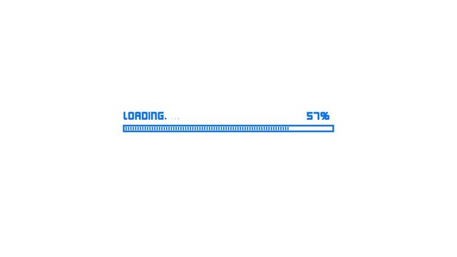  Loading blue color animation. rectangle frame download progress, Upload, download on white background.