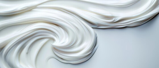 Obraz premium Close-up of whipped cream texture on white background - ideal for text or image placement on t-shirts