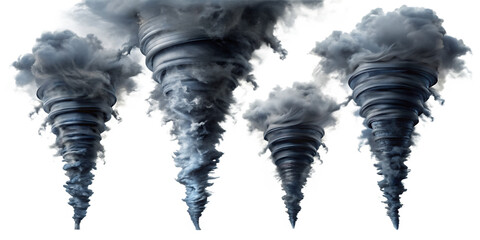Set of tornado isolated on white background.AI GENERATED