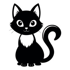 Cute Cat cartoon silhouette Vector Illustration isolated on a white background