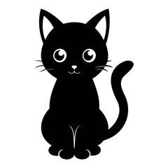 Cute Cat cartoon silhouette Vector Illustration isolated on a white background
