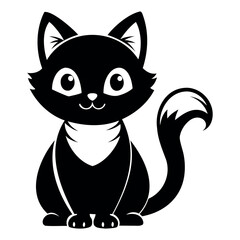 Cute Cat cartoon silhouette Vector Illustration isolated on a white background
