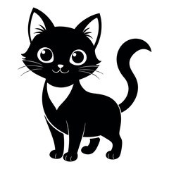 Cute Cat cartoon silhouette Vector Illustration isolated on a white background