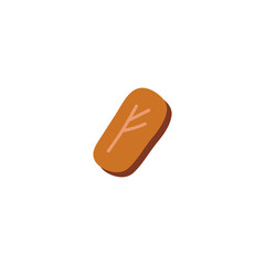 Wooden vector Fehu icon and runic elements of the Footboard, highlighted on a white background