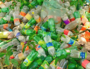 Plastic soft drink bottles, such as Pet, discarded as garbage and collected for sale as recyclable...