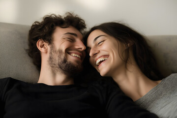 Obraz premium Hyper-Realistic Portrait of a Smiling Couple: Detailed and Lifelike Photography