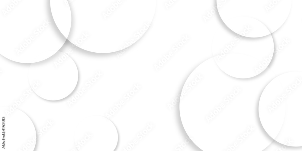 Aufkleber Abstract background with circle white abstract geometric background with soft light white paper circles in design .Gray abstract. Modern design background for report and project presentation template.