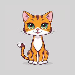 Hand Drawn Cute Tiger Mascot Cartoon Character Icon Sticker Stylish Flat Vector Illustration 