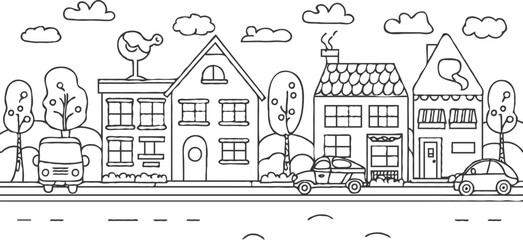 Fototapeta premium coloring page for kids minimalist 2d black outlines vector illustrations