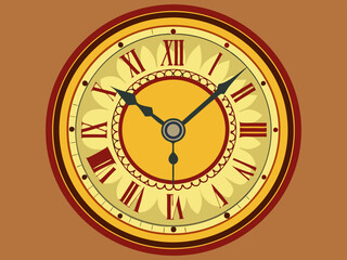 Vintage clock face. Antique classic round clocks with arabic and roman numerals, retro watch face with hour and minute arrow. Time symbol isolated vector set
