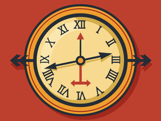 Vintage clock face. Antique classic round clocks with arabic and roman numerals, retro watch face with hour and minute arrow. Time symbol isolated vector set
