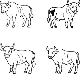 cow line art coloring page design template