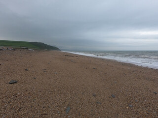 Torcross, Devon, UK - May 17 2023: Beach and sea at Torcross, Slapton Sands