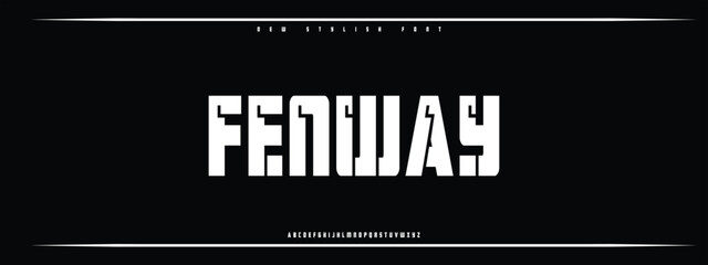 Obraz premium FENWAY, Sports minimal tech font letter set. Luxury vector typeface for company.