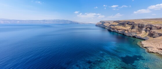  A large body of water, enclosed by mountains, features a midsection of tranquil, blue waters