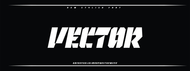 Obraz premium VECTOR, Sports minimal tech font letter set. Luxury vector typeface for company.