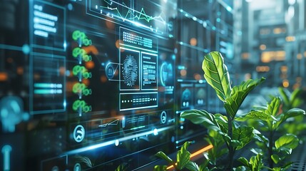 Fototapeta premium Futuristic Interface With Plant Life