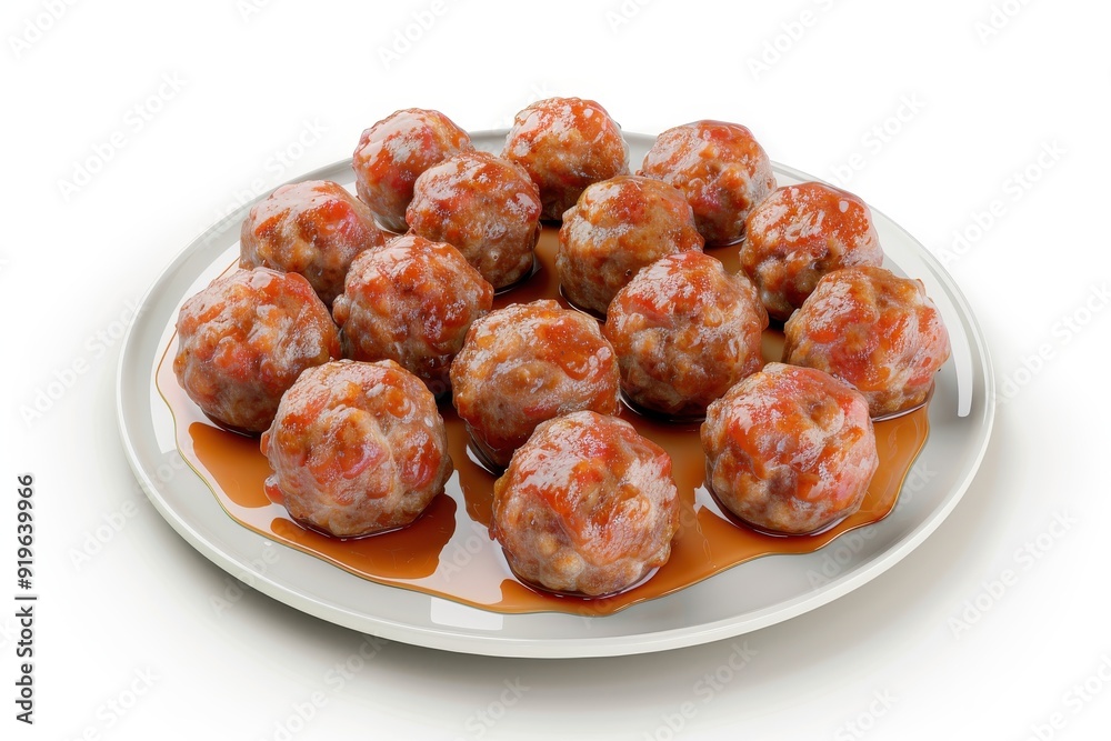 Canvas Prints meatballs on plate in white background