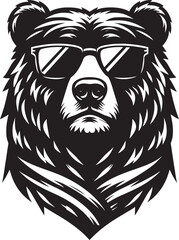 Cool Bear Silhouette vector illustration isolated on a white background