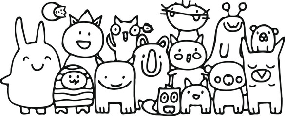 coloring page for kids minimalist 2d black outlines vector illustrations