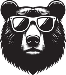 Cool Bear Silhouette vector illustration isolated on a white background