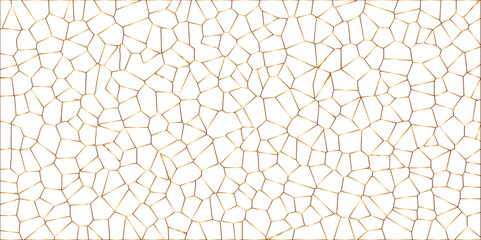 Obraz premium Golden gradient lines stroke abstract white crystalized broken glass background. Voronoi diagram background. abstract desktop texture design digital art wallpaper, vector illustration. 