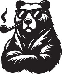 Cool Bear Silhouette vector illustration isolated on a white background