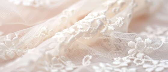  A white fabric's bottom showcases a flower design The design is repeated on a white flower at its base