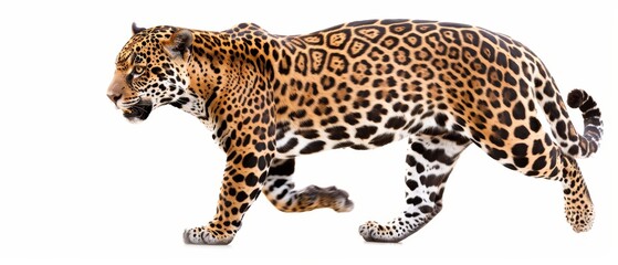 Obraz premium A close-up of a cheetah walking against a pure white background