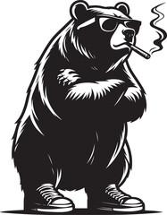 Cool Bear Silhouette vector illustration isolated on a white background