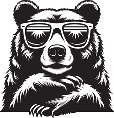 Cool Bear Silhouette vector illustration isolated on a white background