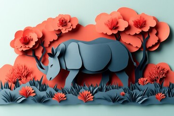 Rhinoceros Paper Art Design