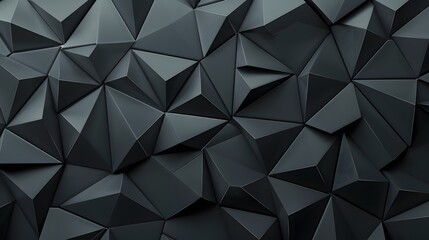 Fototapeta premium Contemporary interior design background: black 3d polygon wall for modern spaces and futuristic concepts