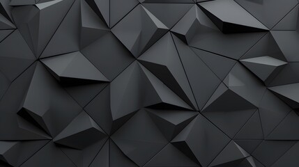 Contemporary interior design background: black 3d polygon wall for modern spaces and futuristic concepts
