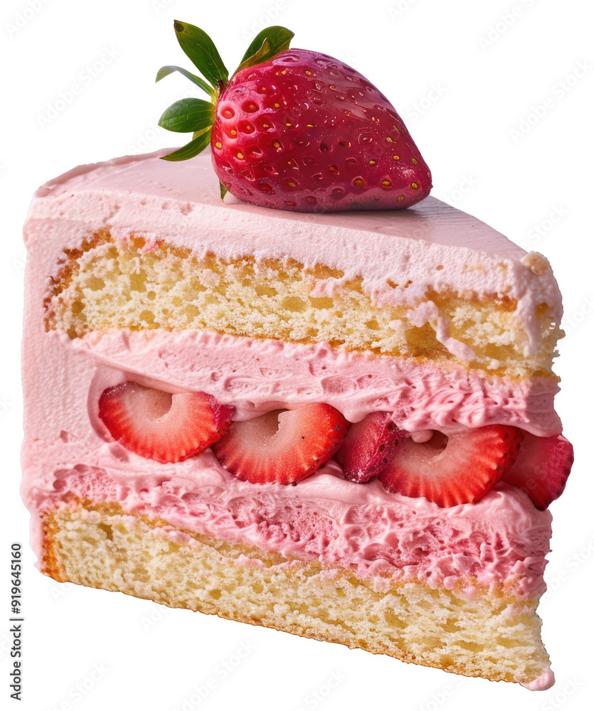 Poster png delicious strawberry cream cake slice