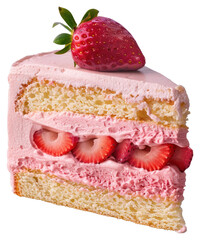 PNG  Delicious strawberry cream cake slice