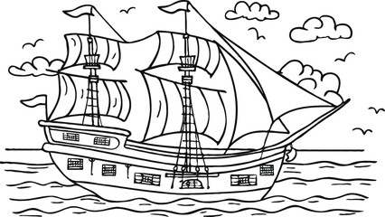 coloring page for kids minimalist 2d black outlines vector illustrations